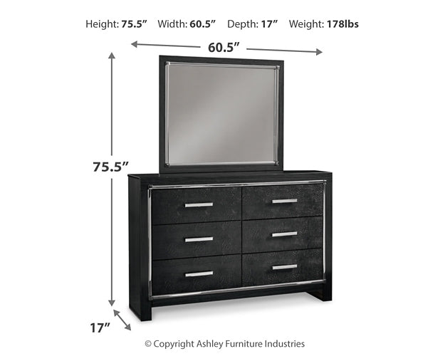 Kaydell King Upholstered Panel Headboard with Mirrored Dresser at Towne & Country Furniture (AL) furniture, home furniture, home decor, sofa, bedding