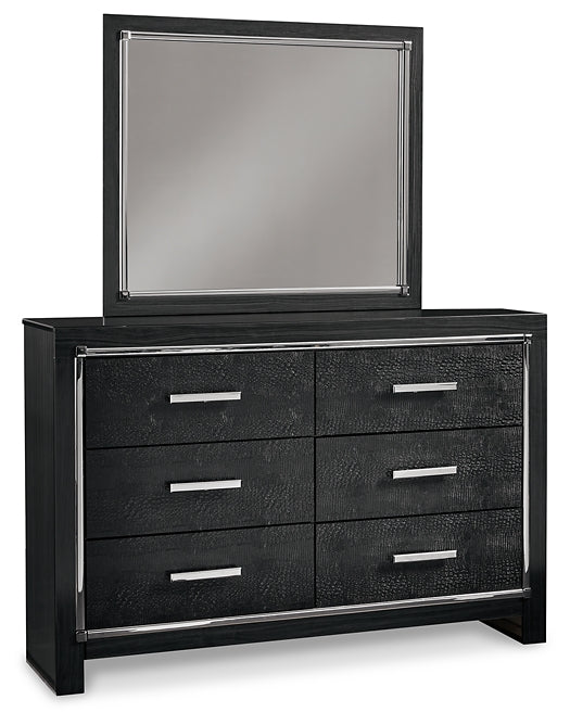 Kaydell King Upholstered Panel Storage Bed with Mirrored Dresser and 2 Nightstands at Towne & Country Furniture (AL) furniture, home furniture, home decor, sofa, bedding