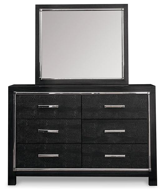 Kaydell King Upholstered Panel Storage Platform Bed with Mirrored Dresser and 2 Nightstands at Towne & Country Furniture (AL) furniture, home furniture, home decor, sofa, bedding