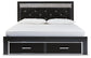 Kaydell King Upholstered Panel Storage Platform Bed with Mirrored Dresser and Chest at Towne & Country Furniture (AL) furniture, home furniture, home decor, sofa, bedding