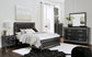 Kaydell Queen/Full Upholstered Panel Headboard with Mirrored Dresser and 2 Nightstands at Towne & Country Furniture (AL) furniture, home furniture, home decor, sofa, bedding