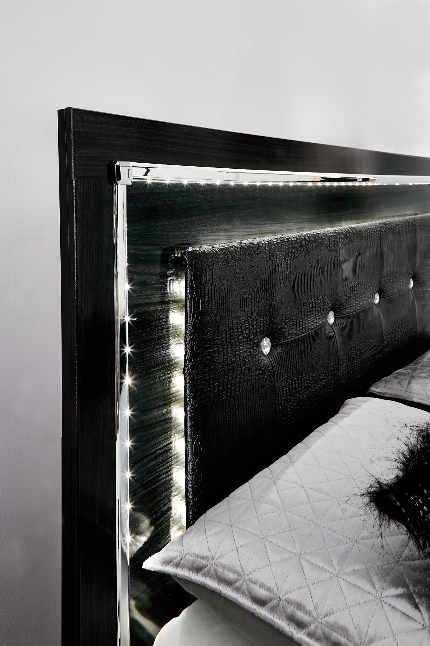 Kaydell Queen Panel Bed with Storage with Mirrored Dresser and 2 Nightstands at Towne & Country Furniture (AL) furniture, home furniture, home decor, sofa, bedding