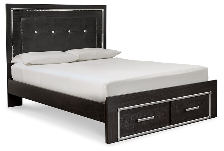Kaydell Queen Panel Bed with Storage with Mirrored Dresser and 2 Nightstands at Towne & Country Furniture (AL) furniture, home furniture, home decor, sofa, bedding