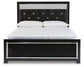 Kaydell Queen Upholstered Panel Bed with Mirrored Dresser at Towne & Country Furniture (AL) furniture, home furniture, home decor, sofa, bedding
