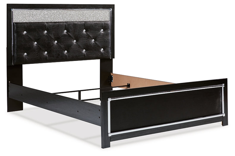 Kaydell Queen Upholstered Panel Bed with Mirrored Dresser at Towne & Country Furniture (AL) furniture, home furniture, home decor, sofa, bedding