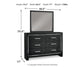Kaydell Queen Upholstered Panel Headboard with Mirrored Dresser at Towne & Country Furniture (AL) furniture, home furniture, home decor, sofa, bedding