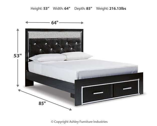 Kaydell Queen Upholstered Panel Storage Platform Bed with Mirrored Dresser at Towne & Country Furniture (AL) furniture, home furniture, home decor, sofa, bedding