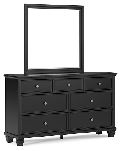 Lanolee California King Panel Bed with Mirrored Dresser, Chest and 2 Nightstands at Towne & Country Furniture (AL) furniture, home furniture, home decor, sofa, bedding