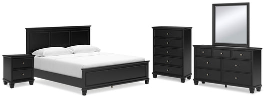 Lanolee California King Panel Bed with Mirrored Dresser, Chest and Nightstand at Towne & Country Furniture (AL) furniture, home furniture, home decor, sofa, bedding