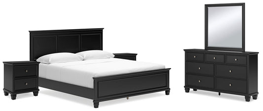 Lanolee California King Panel Bed with Mirrored Dresser and 2 Nightstands at Towne & Country Furniture (AL) furniture, home furniture, home decor, sofa, bedding