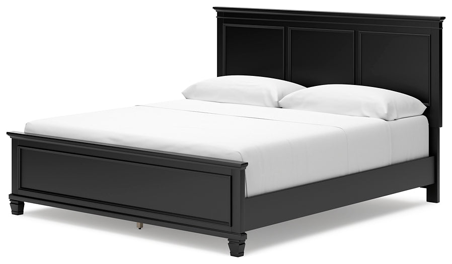 Lanolee California King Panel Bed with Mirrored Dresser and 2 Nightstands at Towne & Country Furniture (AL) furniture, home furniture, home decor, sofa, bedding