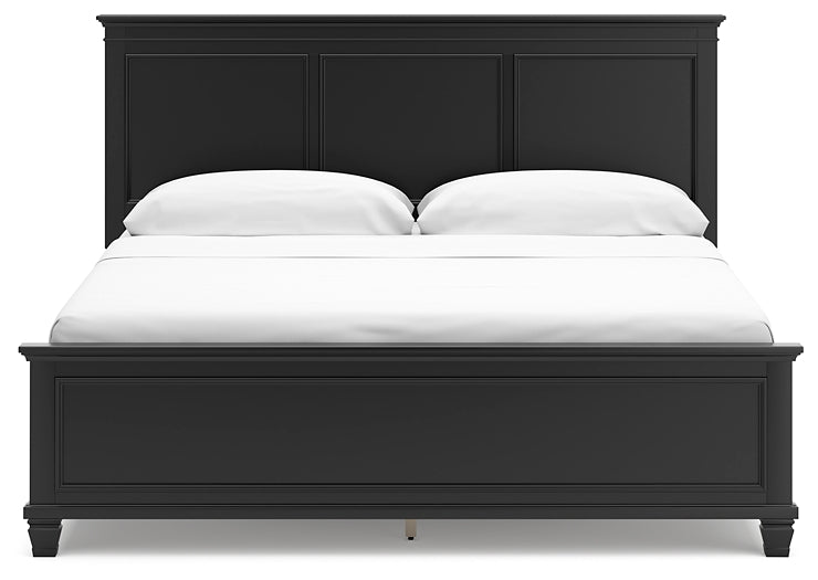 Lanolee California King Panel Bed with Mirrored Dresser and 2 Nightstands at Towne & Country Furniture (AL) furniture, home furniture, home decor, sofa, bedding