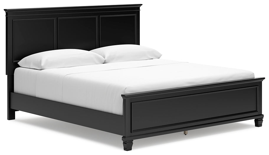 Lanolee California King Panel Bed with Mirrored Dresser and 2 Nightstands at Towne & Country Furniture (AL) furniture, home furniture, home decor, sofa, bedding