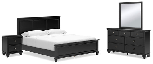 Lanolee California King Panel Bed with Mirrored Dresser and Nightstand at Towne & Country Furniture (AL) furniture, home furniture, home decor, sofa, bedding