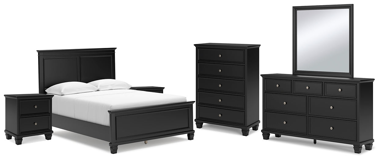 Lanolee Full Panel Bed with Mirrored Dresser, Chest and 2 Nightstands at Towne & Country Furniture (AL) furniture, home furniture, home decor, sofa, bedding