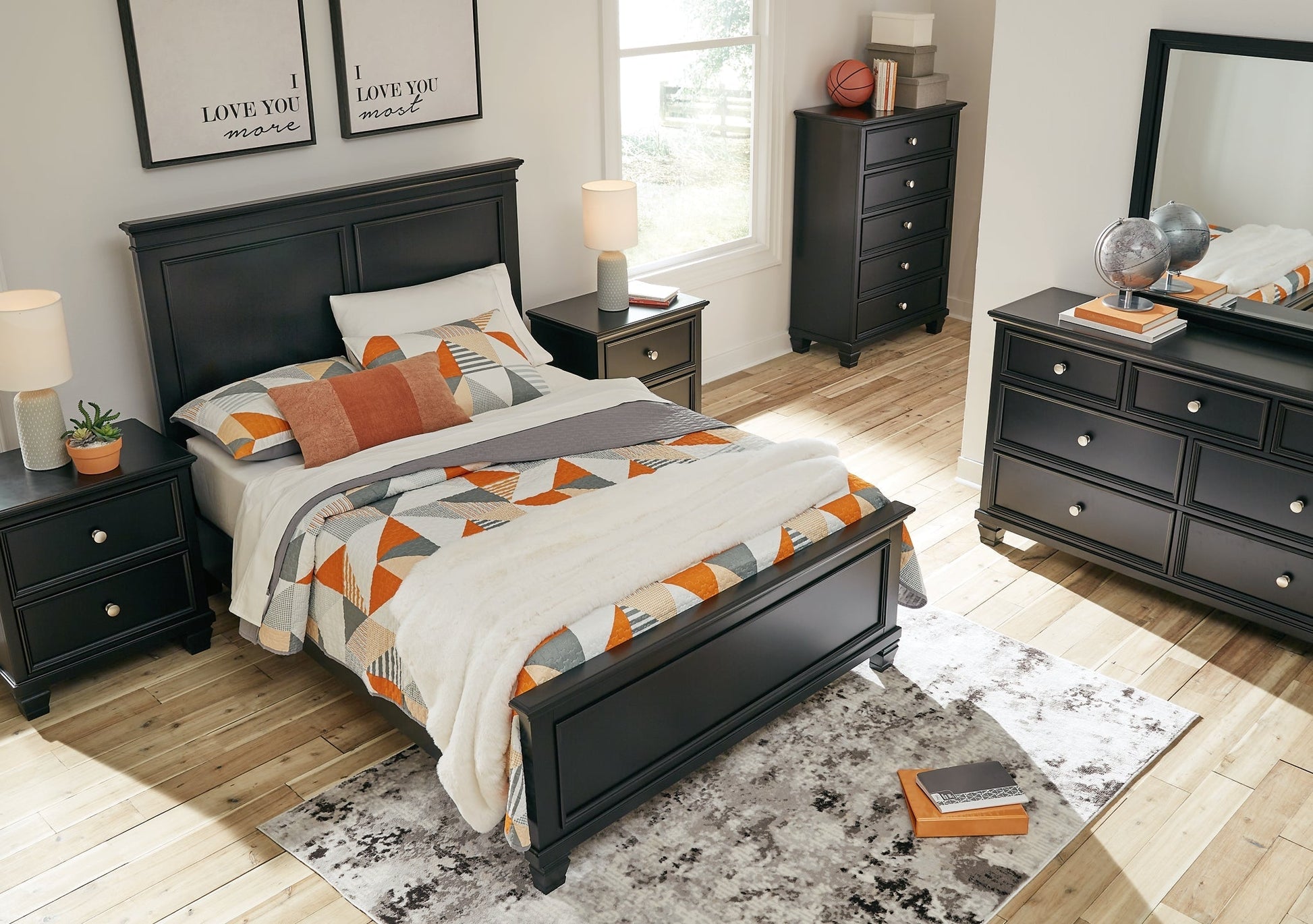 Lanolee Full Panel Bed with Mirrored Dresser, Chest and 2 Nightstands at Towne & Country Furniture (AL) furniture, home furniture, home decor, sofa, bedding