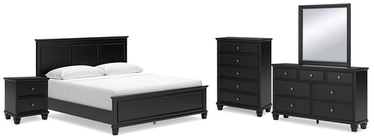 Lanolee King Panel Bed with Mirrored Dresser, Chest and Nightstand at Towne & Country Furniture (AL) furniture, home furniture, home decor, sofa, bedding