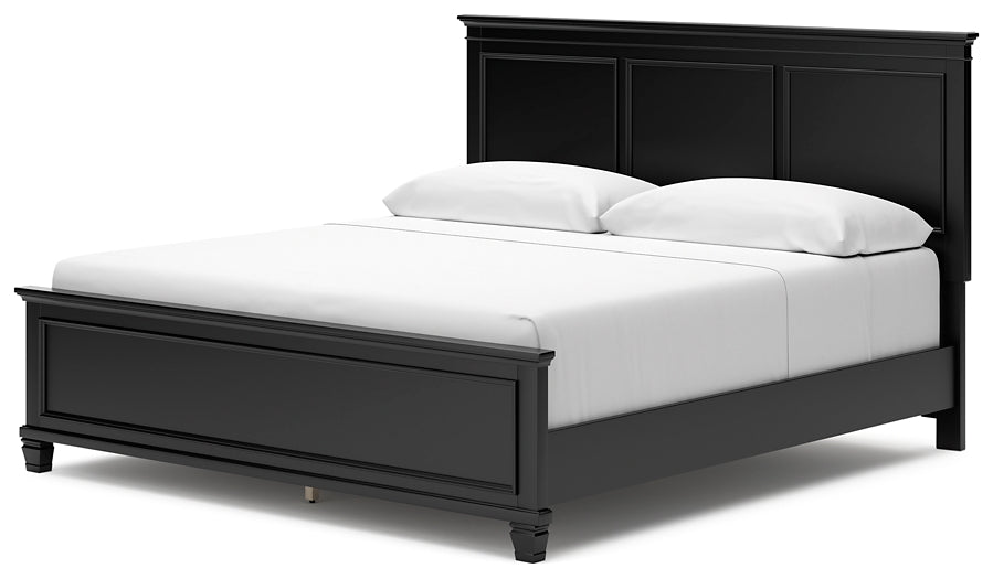 Lanolee King Panel Bed with Mirrored Dresser, Chest and Nightstand at Towne & Country Furniture (AL) furniture, home furniture, home decor, sofa, bedding