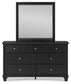 Lanolee King Panel Bed with Mirrored Dresser, Chest and Nightstand at Towne & Country Furniture (AL) furniture, home furniture, home decor, sofa, bedding