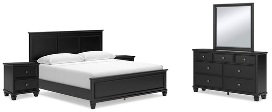 Lanolee King Panel Bed with Mirrored Dresser and 2 Nightstands at Towne & Country Furniture (AL) furniture, home furniture, home decor, sofa, bedding