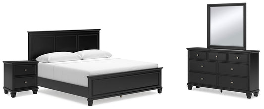 Lanolee King Panel Bed with Mirrored Dresser and Nightstand at Towne & Country Furniture (AL) furniture, home furniture, home decor, sofa, bedding