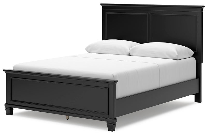 Lanolee Queen Panel Bed with Mirrored Dresser and 2 Nightstands at Towne & Country Furniture (AL) furniture, home furniture, home decor, sofa, bedding