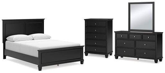 Lanolee Queen Panel Bed with Mirrored Dresser and Chest at Towne & Country Furniture (AL) furniture, home furniture, home decor, sofa, bedding