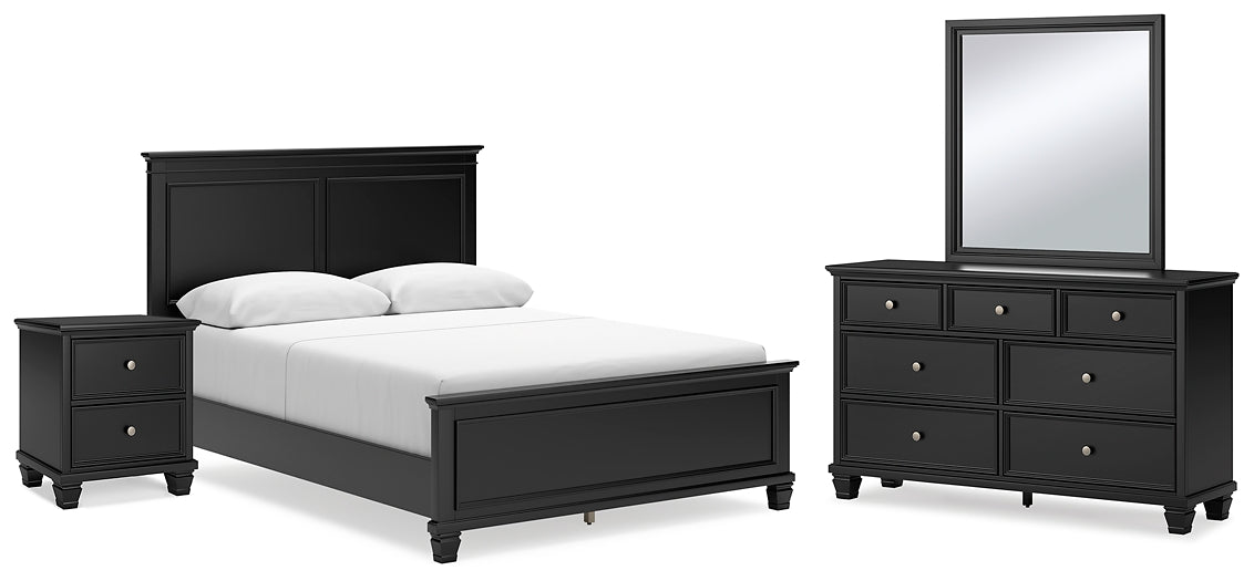 Lanolee Queen Panel Bed with Mirrored Dresser and Nightstand at Towne & Country Furniture (AL) furniture, home furniture, home decor, sofa, bedding