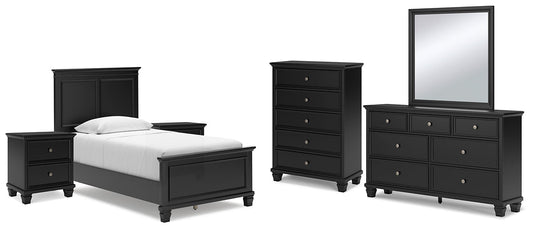 Lanolee Twin Panel Bed with Mirrored Dresser, Chest and 2 Nightstands at Towne & Country Furniture (AL) furniture, home furniture, home decor, sofa, bedding