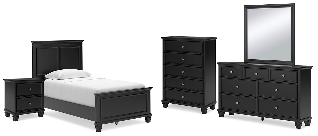 Lanolee Twin Panel Bed with Mirrored Dresser, Chest and Nightstand at Towne & Country Furniture (AL) furniture, home furniture, home decor, sofa, bedding