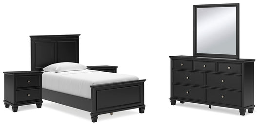 Lanolee Twin Panel Bed with Mirrored Dresser and 2 Nightstands at Towne & Country Furniture (AL) furniture, home furniture, home decor, sofa, bedding