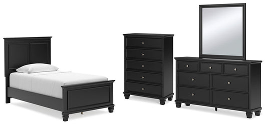Lanolee Twin Panel Bed with Mirrored Dresser and Chest at Towne & Country Furniture (AL) furniture, home furniture, home decor, sofa, bedding