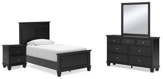 Lanolee Twin Panel Bed with Mirrored Dresser and Nightstand at Towne & Country Furniture (AL) furniture, home furniture, home decor, sofa, bedding