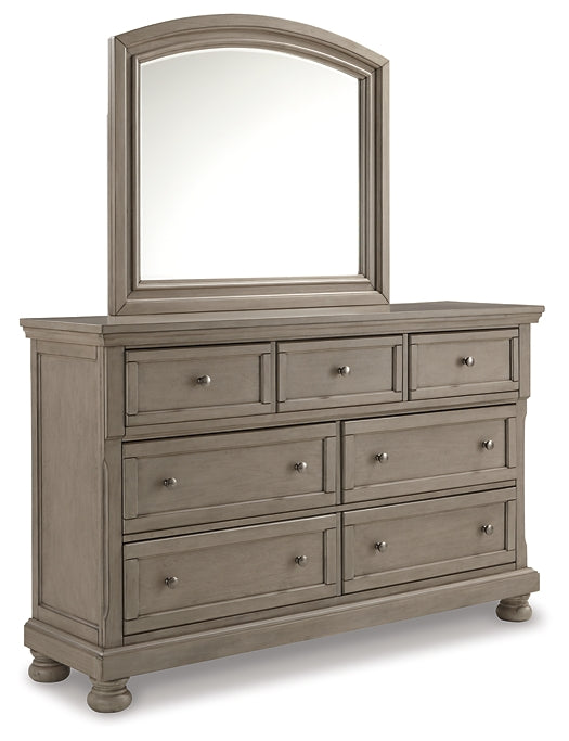 Lettner California King Panel Bed with Mirrored Dresser, Chest and 2 Nightstands at Towne & Country Furniture (AL) furniture, home furniture, home decor, sofa, bedding