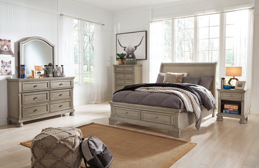 Lettner Full Sleigh Bed with Mirrored Dresser, Chest and Nightstand at Towne & Country Furniture (AL) furniture, home furniture, home decor, sofa, bedding