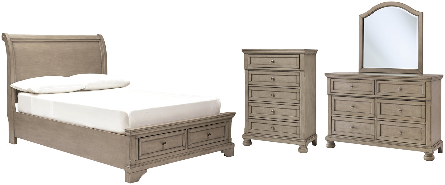 Lettner Full Sleigh Bed with Mirrored Dresser and Chest at Towne & Country Furniture (AL) furniture, home furniture, home decor, sofa, bedding