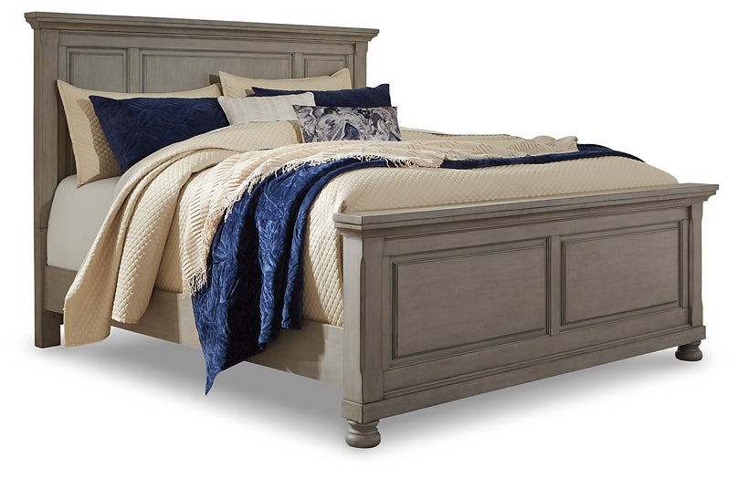 Lettner King Panel Bed with Mirrored Dresser and 2 Nightstands at Towne & Country Furniture (AL) furniture, home furniture, home decor, sofa, bedding