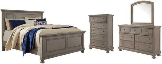 Lettner King Panel Bed with Mirrored Dresser and Chest at Towne & Country Furniture (AL) furniture, home furniture, home decor, sofa, bedding