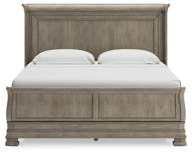 Lexorne California King Sleigh Bed with Mirrored Dresser, Chest and Nightstand at Towne & Country Furniture (AL) furniture, home furniture, home decor, sofa, bedding