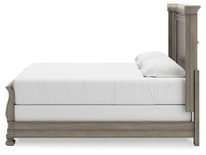 Lexorne King Sleigh Bed with Mirrored Dresser at Towne & Country Furniture (AL) furniture, home furniture, home decor, sofa, bedding