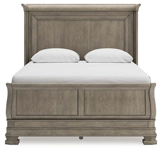 Lexorne Queen Sleigh Bed with Mirrored Dresser, Chest and Nightstand at Towne & Country Furniture (AL) furniture, home furniture, home decor, sofa, bedding