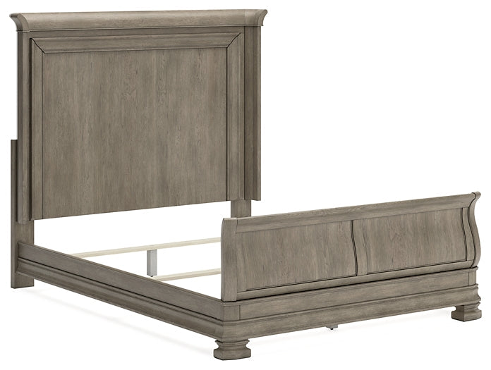 Lexorne Queen Sleigh Bed with Mirrored Dresser, Chest and Nightstand at Towne & Country Furniture (AL) furniture, home furniture, home decor, sofa, bedding