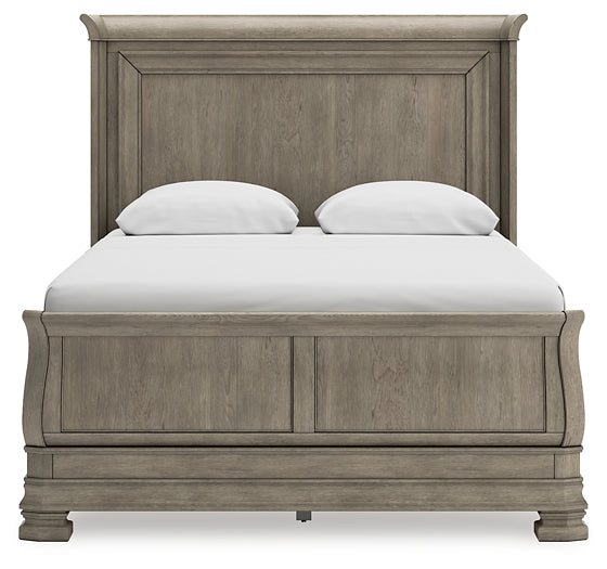 Lexorne Queen Sleigh Bed with Mirrored Dresser and Nightstand at Towne & Country Furniture (AL) furniture, home furniture, home decor, sofa, bedding