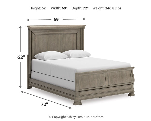 Lexorne Queen Sleigh Bed with Mirrored Dresser at Towne & Country Furniture (AL) furniture, home furniture, home decor, sofa, bedding