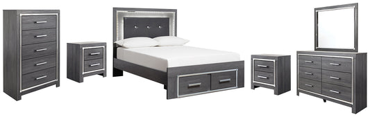 Lodanna Full Panel Bed with 2 Storage Drawers with Mirrored Dresser, Chest and 2 Nightstands at Towne & Country Furniture (AL) furniture, home furniture, home decor, sofa, bedding