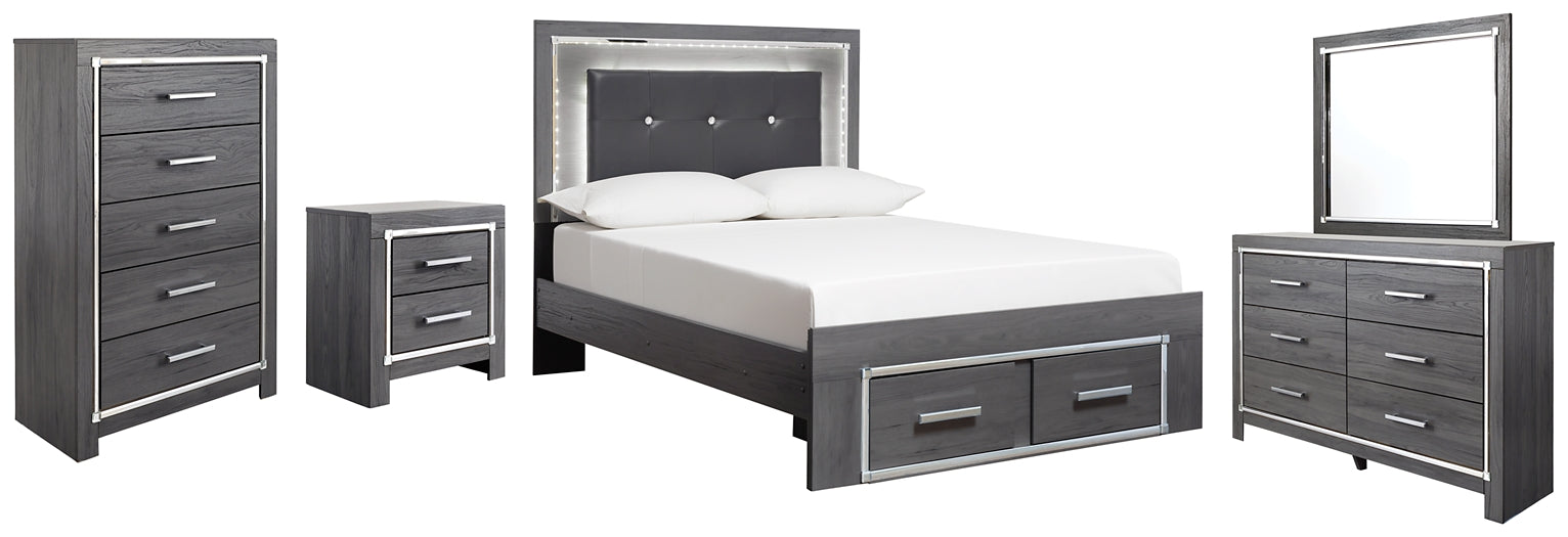 Lodanna Full Panel Bed with 2 Storage Drawers with Mirrored Dresser, Chest and Nightstand at Towne & Country Furniture (AL) furniture, home furniture, home decor, sofa, bedding