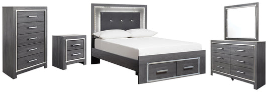 Lodanna Full Panel Bed with 2 Storage Drawers with Mirrored Dresser, Chest and Nightstand at Towne & Country Furniture (AL) furniture, home furniture, home decor, sofa, bedding