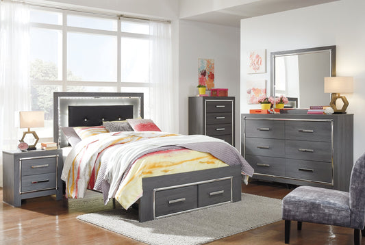 Lodanna Full Panel Bed with 2 Storage Drawers with Mirrored Dresser, Chest and Nightstand at Towne & Country Furniture (AL) furniture, home furniture, home decor, sofa, bedding
