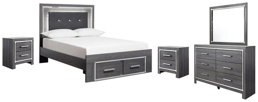Lodanna Full Panel Bed with 2 Storage Drawers with Mirrored Dresser and 2 Nightstands at Towne & Country Furniture (AL) furniture, home furniture, home decor, sofa, bedding