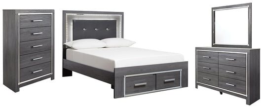 Lodanna Full Panel Bed with 2 Storage Drawers with Mirrored Dresser and Chest at Towne & Country Furniture (AL) furniture, home furniture, home decor, sofa, bedding